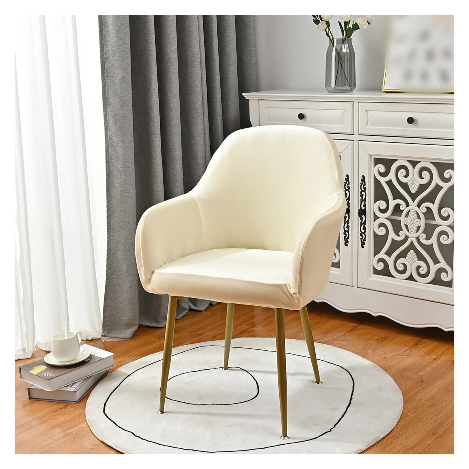 ADRLOPFE Chair Cover High Armchair Cover Elastic Velvet Chair Covers Fabric Washable Dining Slipcovers Office(Color 7)