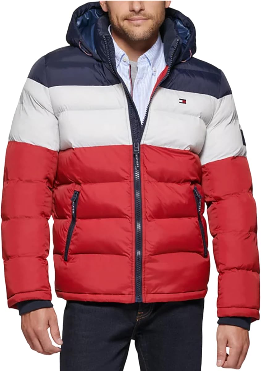 Chaqueta acolchada con capucha alternativa de plumón para hombre (estándar, grande y alta)