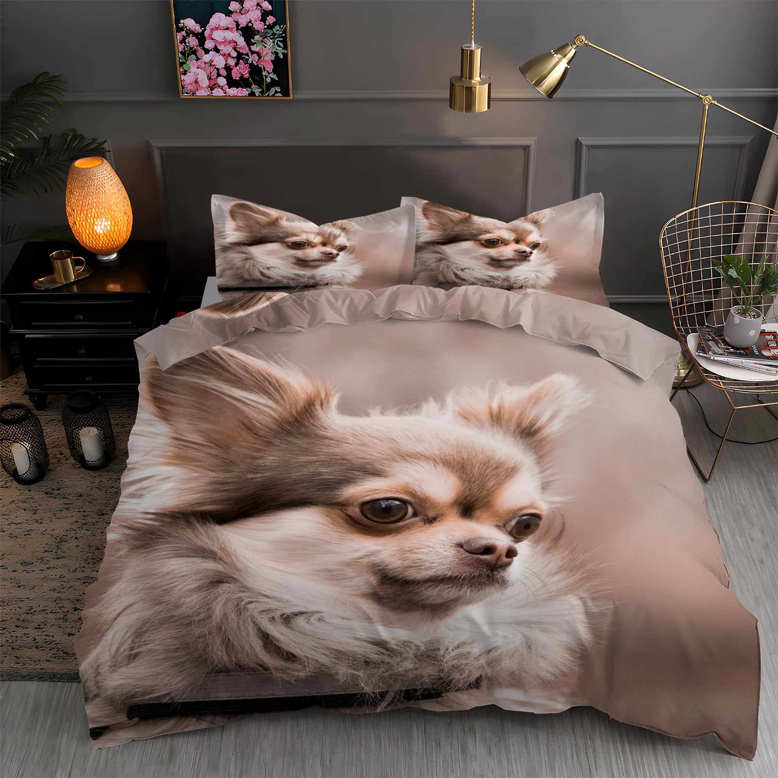 Amazon｜チワワ犬掛け布団カバー 子犬 布団カバー セミダブル 防ダニ