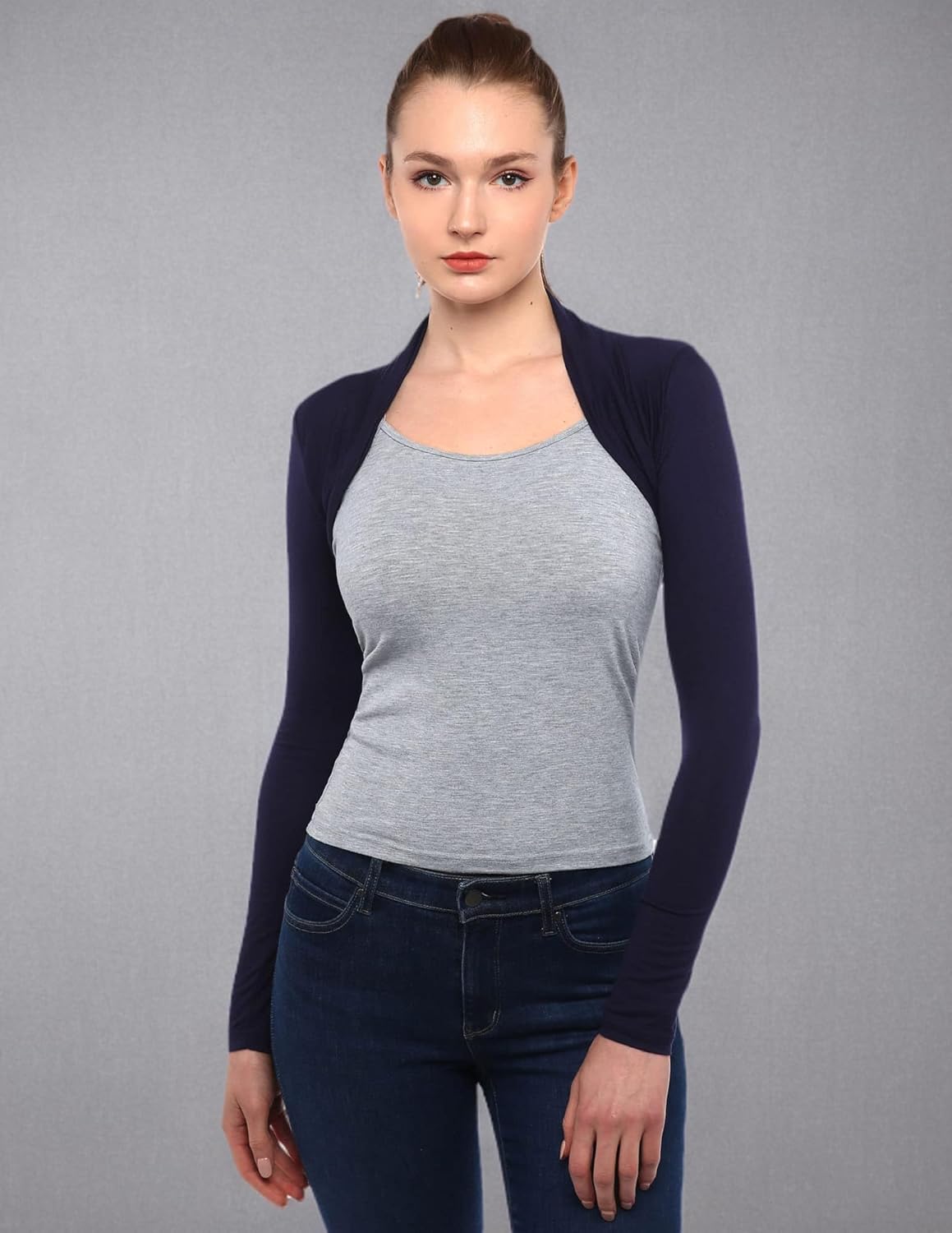 AmélieBoutik Women Long Sleeve Bolero Shrug Cropped Open Front Cardigan Jacket - Image 7