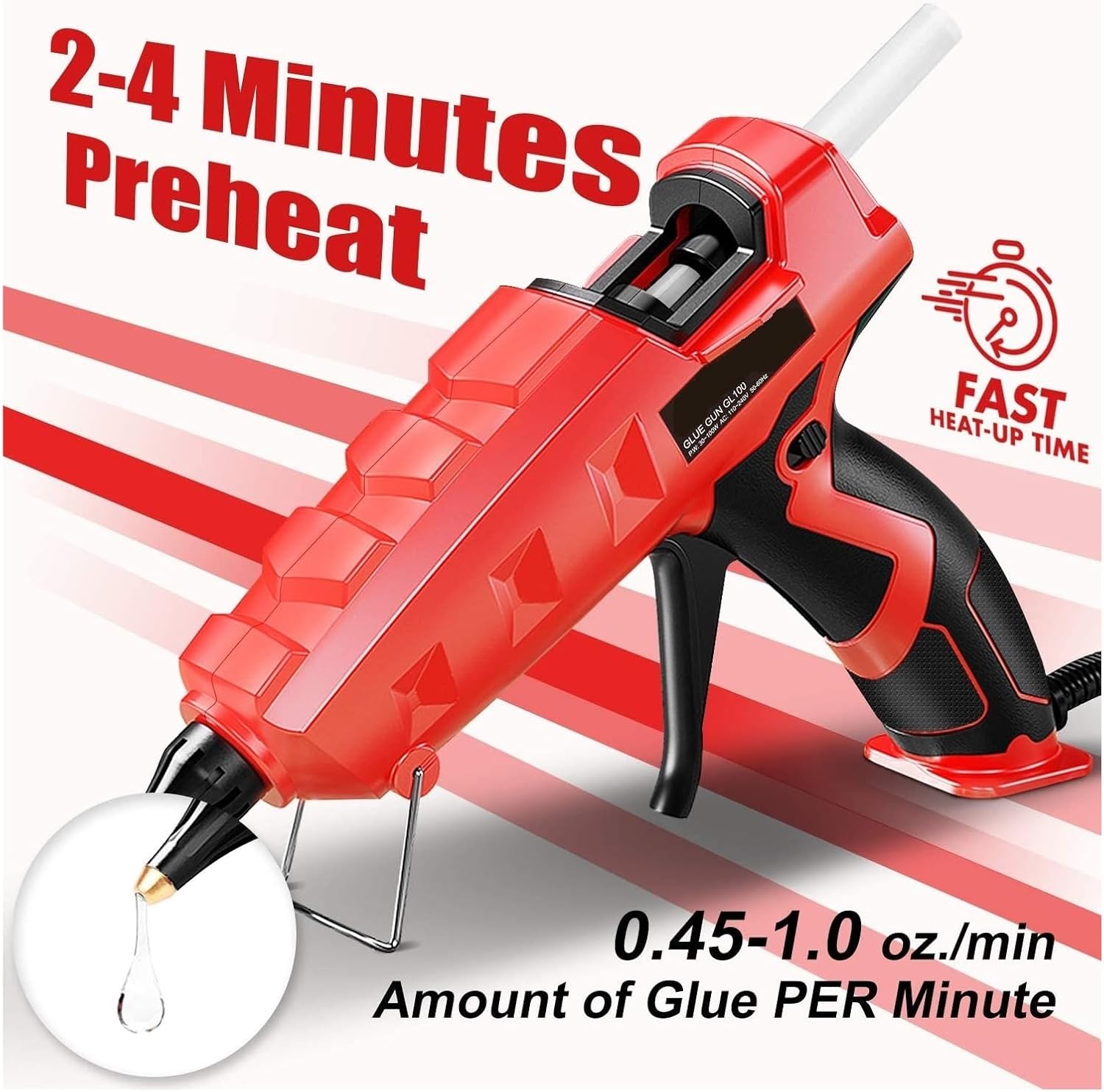 Hot Glue Gun Hot Melt Glue Gun 100W Heavy Duty Full Size Glue Gun Kit with 20pcs Glue Sticks (150 X 11mm),for Home,Office Quick Repairs for DIY Arts, Crafts and Quick Repairs