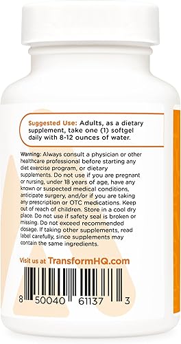 Miniatura 3 de TransformHQ Vitamina K2 (MK7) (100 mcg) + vitamina D3 (5000 UI) 120 cápsulas blandas, sin gluten y sin OMG