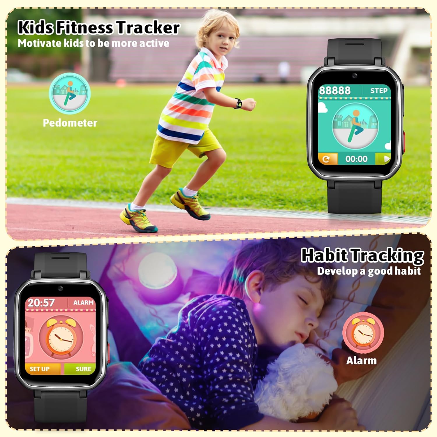 zicor Kids Smart Watch Gift with 26 Puzzle Games, Dual Camera, Music Player, Pedometer, Video Recorder, Flashlight, Alarm Clock, Toys for Boys and Girls Age 4-12, Birthday Christmas Gift, Kids Toy - Image 7