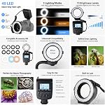HD-130 Macro LED Anneau Flash Light avec LCD Contrôle de l'alimentation d'affichage 3000-15000K GN15 3 Diffuseurs 8 Anneaux d'adaptateur pour appareils photo