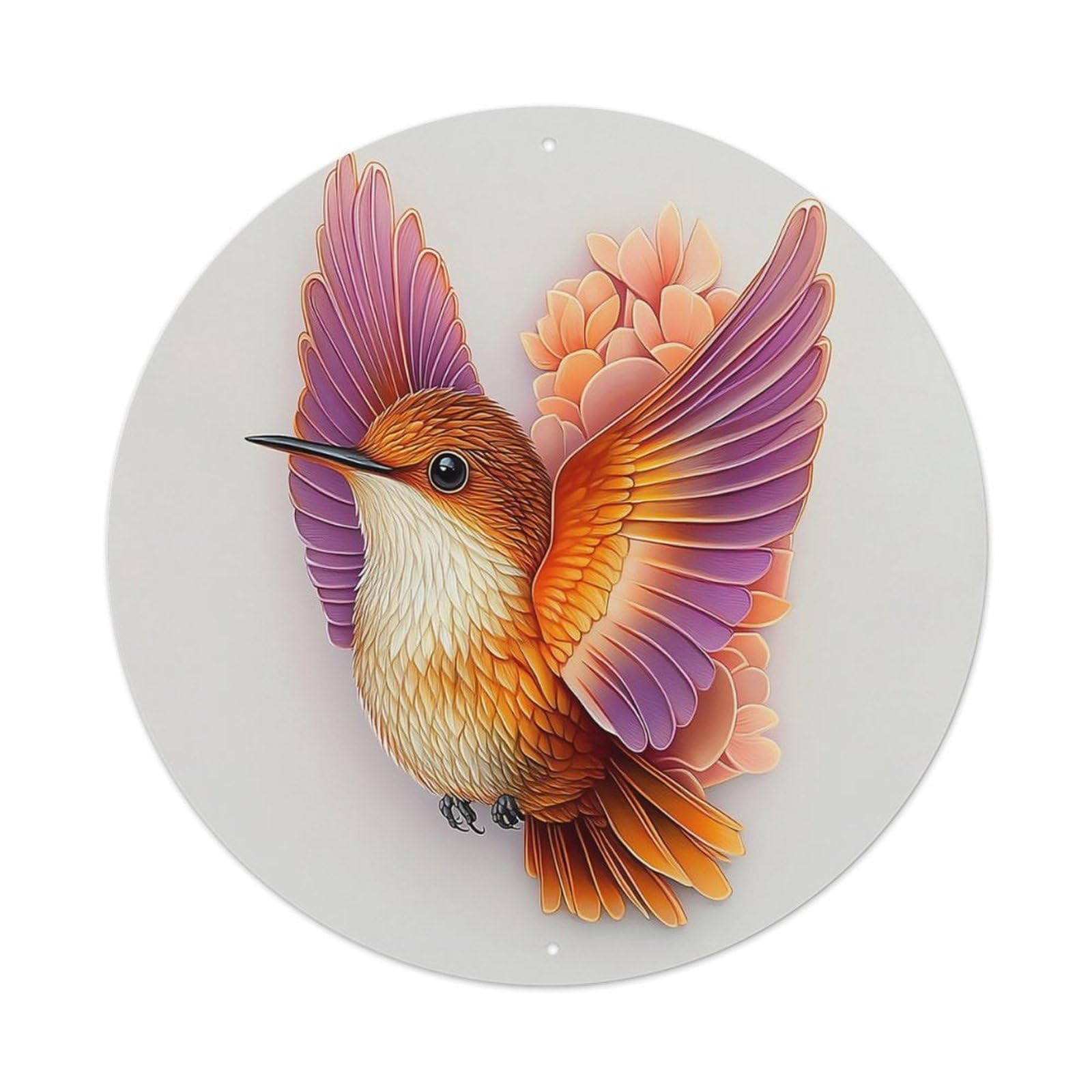 Animal Artwork Hummingbird with Open Wings Vintage Metal Tin Sign Plaque Wall Decor for Cafe, Club Bar, Office, Garden Metal Poster 8x8Inch