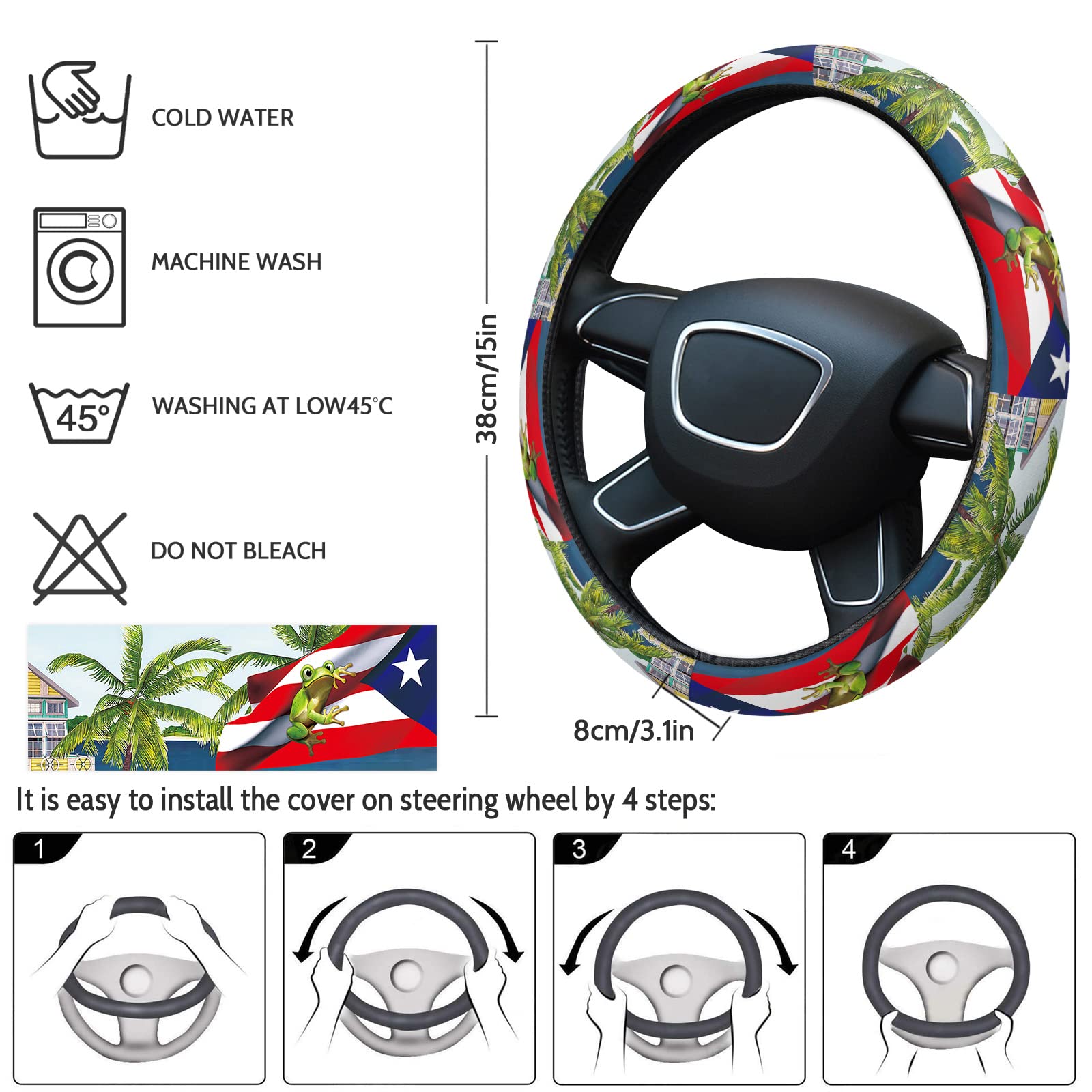 Funda De Volante Árbol De Coco Tropical 15 Pulgadas Universa | Envío Gratis