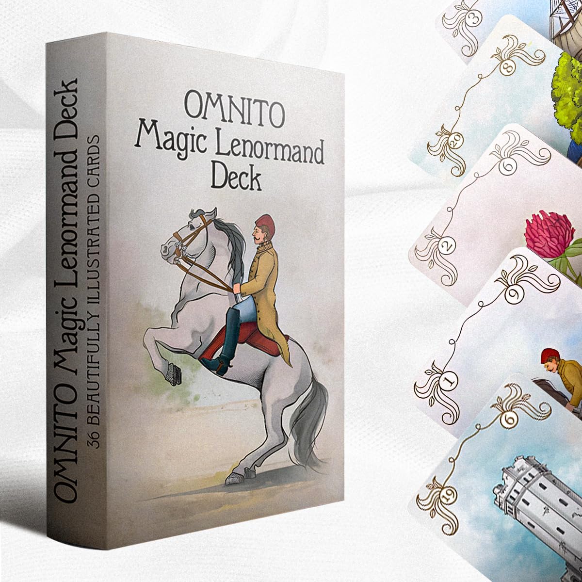 OMNITO Borderless Oracle Magic Lenormand Deck | Wisdom Cards for Love and Life | Mystical Vintage 36-Card Set with Guide Book for Soul, Destiny, and Fortune Reading