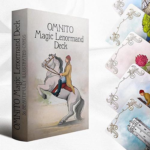 OMNITO Borderless Oracle Magic Lenormand Deck Tarjetas de sabiduría para el amor y la vida Juego de 36 cartas vintage místico con guía para