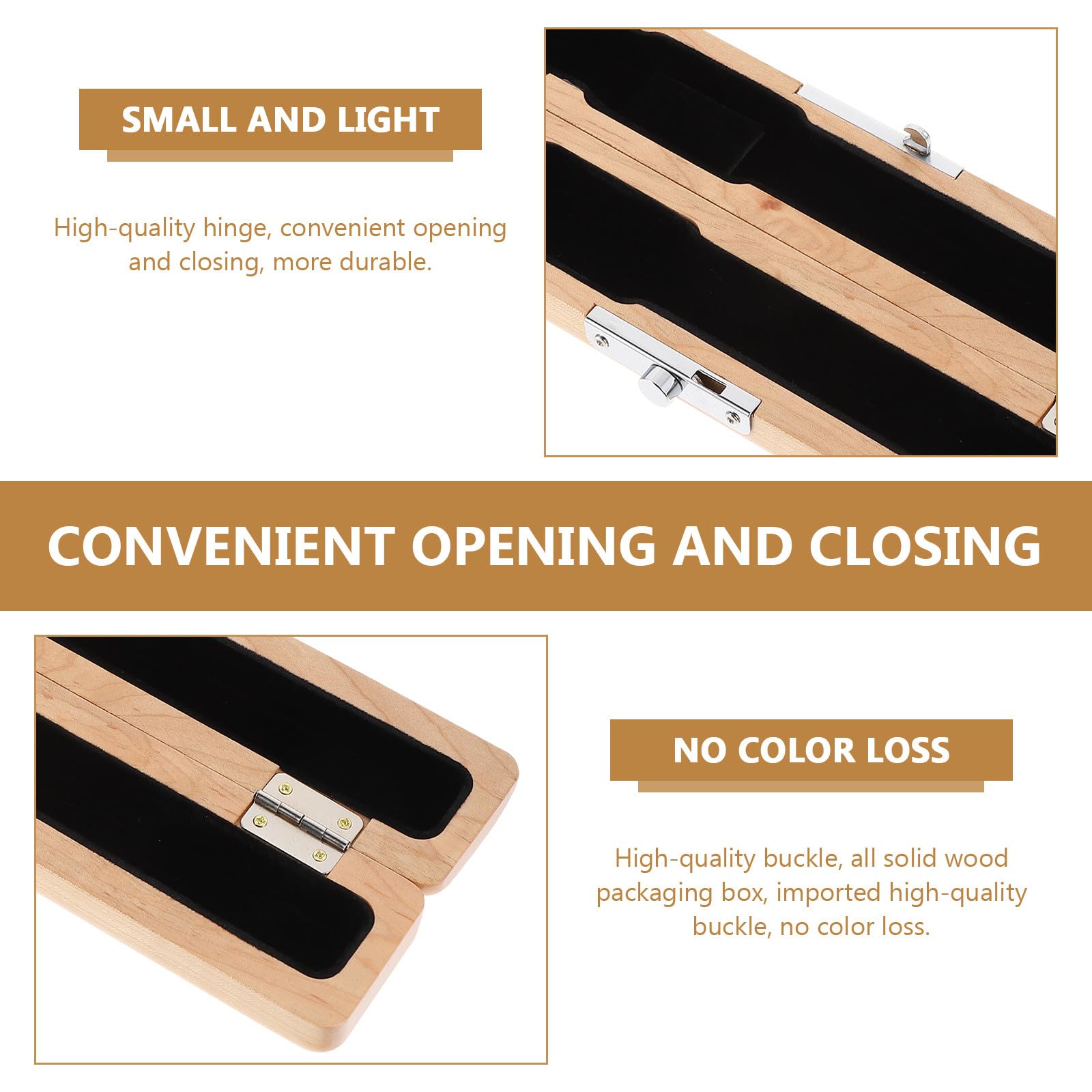 Cabilock Étui en Bois Naturel pour Tête de Flûte Traversière, Boîte de Rangement Robuste et Antichoc, Paquet Pratique de Protection pour Accessoires de Flûte, pour Transport et