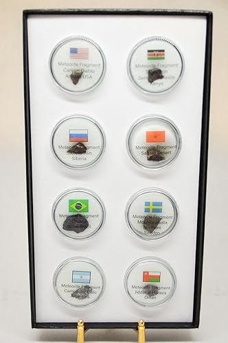 Miniatura 4 de Rocksbury Place Meteoritos de todo el mundo - Auténtica colección de fragmentos de meteoritos de 8 piezas con vitrina  Regalo educativo de ciencia