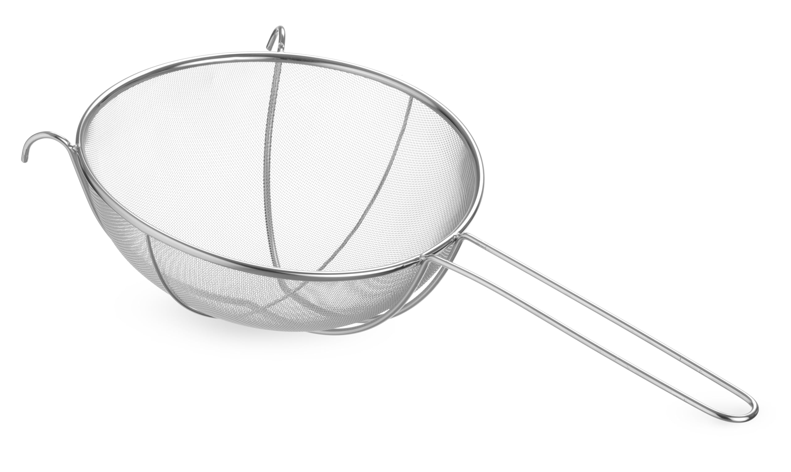 HENDI Colador Reforzado, para Harinas y Salsas, Tamiz de Cocina de Malla Fina con Mango y Soportes Laterales, 700x345x(H)145mm, Acero Inoxidable