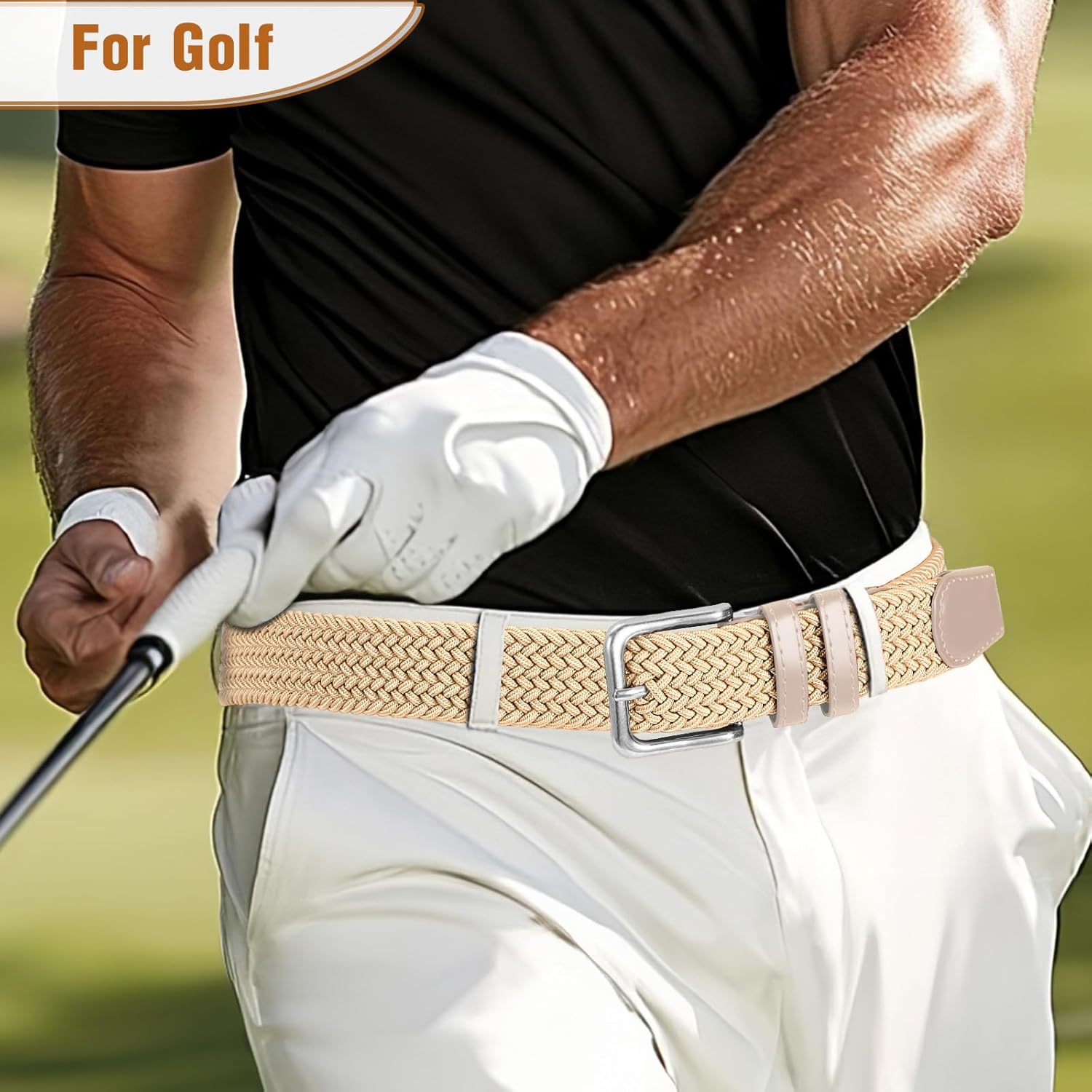 Men's Belt Braided Stretch Belt for Men Golf Pants Casual Shorts Jeans - Image 2