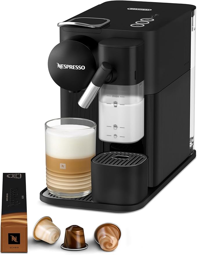 De'Longhi Nespresso Lattissima One Evo EN510.B, Machine a Café Capsule, Expresso et Cappuccino, 1450W, Noir