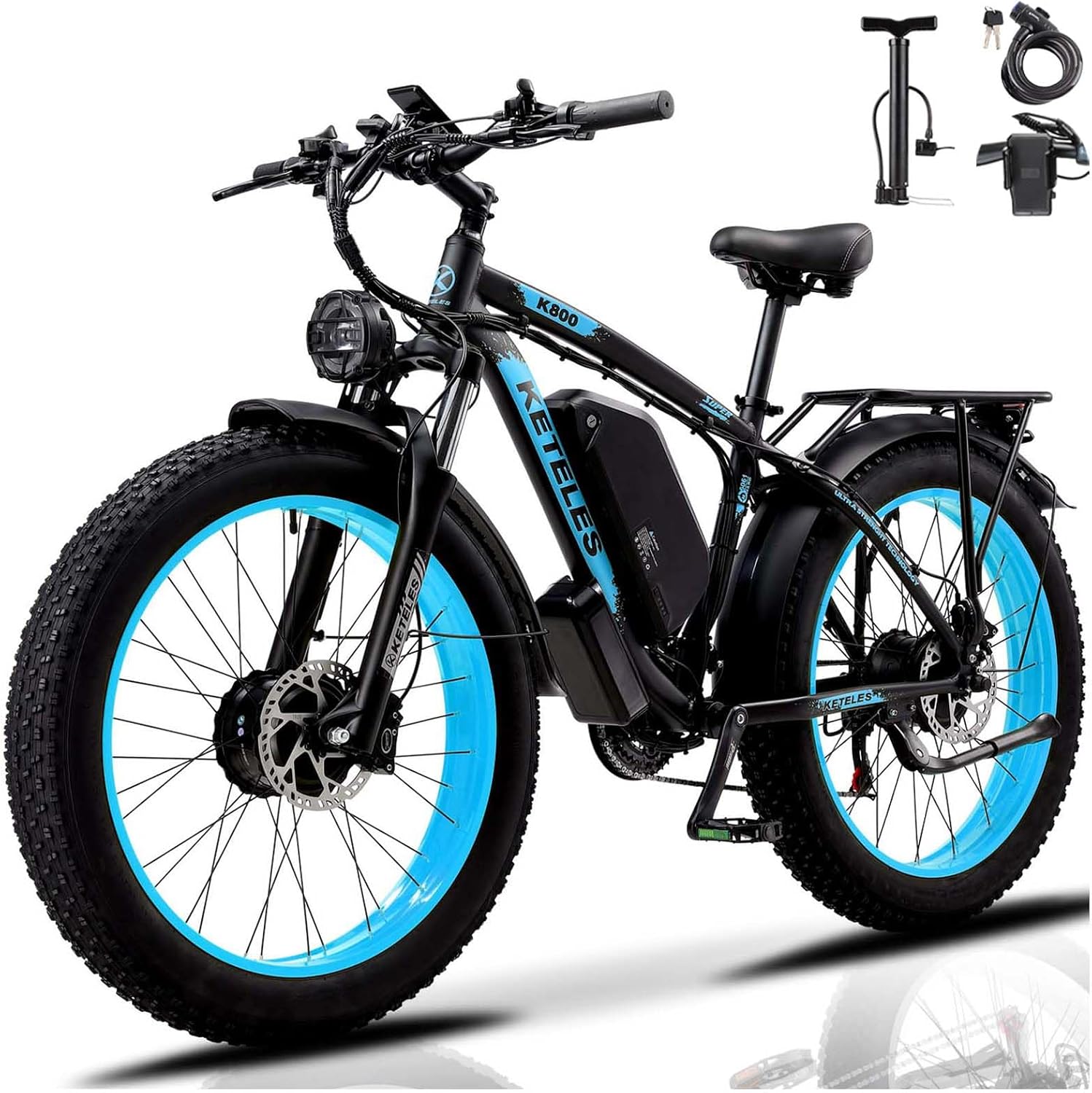 Peak 4000W Twin Motor Electrical Bike for Grownup, 26”x4” Fats Tire All Terrain Electrical Bike with 48V 23AH Battery Lengthy Vary E Bike, 21 Pace Electrical Filth Bikes UL Licensed.
