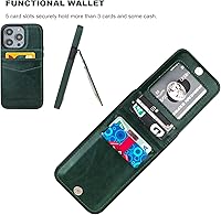 Vista 3 de KIHUWEY Funda compatible con iPhone 14 Pro con soporte para tarjeta de crédito, cierre magnético de cuero de alta calidad, función atril, funda
