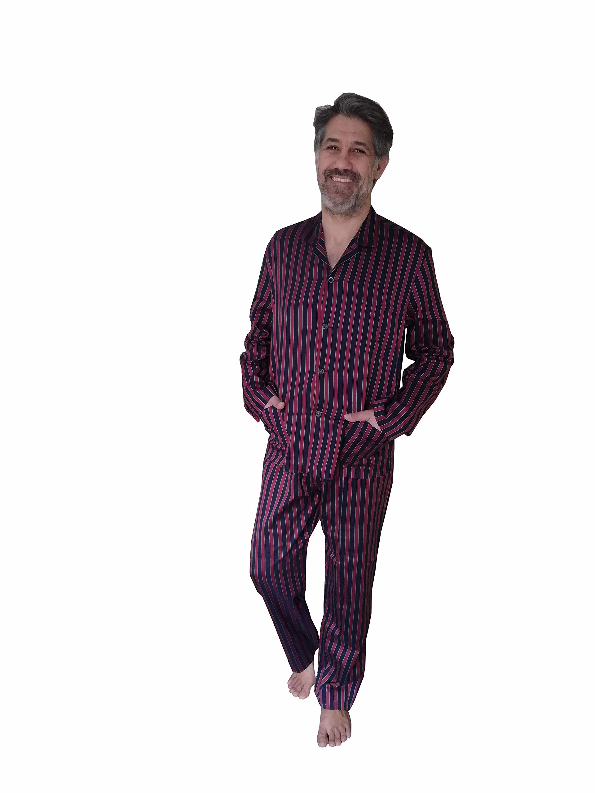 PIER MORI'S Pigiama Uomo Lungo Aperto Elegante con Collo E Pantalone Aperto Cotone Makò Bip Bip E02661