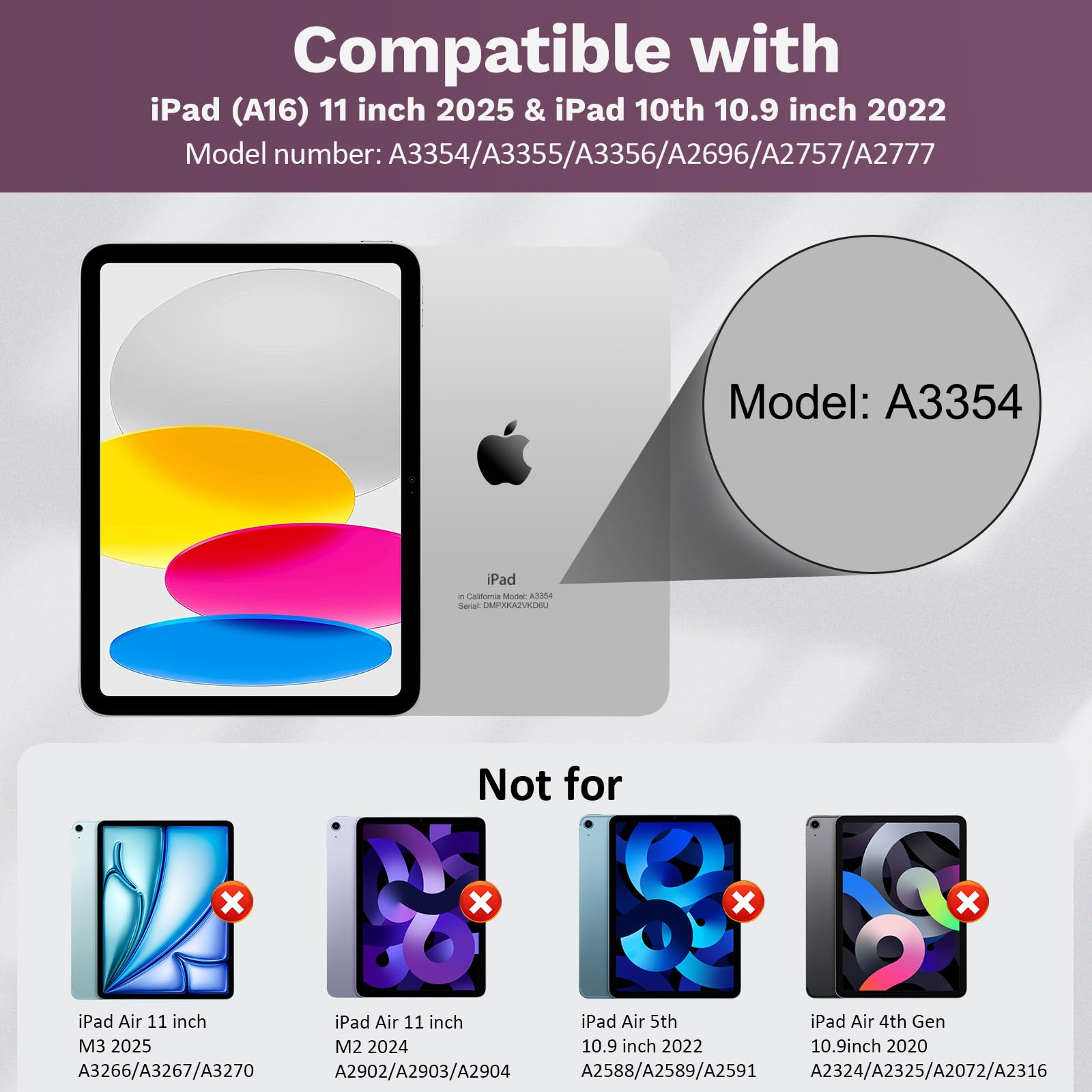 MoKo Touch Keyboard Case for iPad (A16) 11th/10th Gen,Viola | 7 Colors Backlit, Multi-TrackPad, with Pencil Holder, Auto Wake/Sleep, Compatible with iPad 11 inch 2025, iPad 10.9 inch 2020