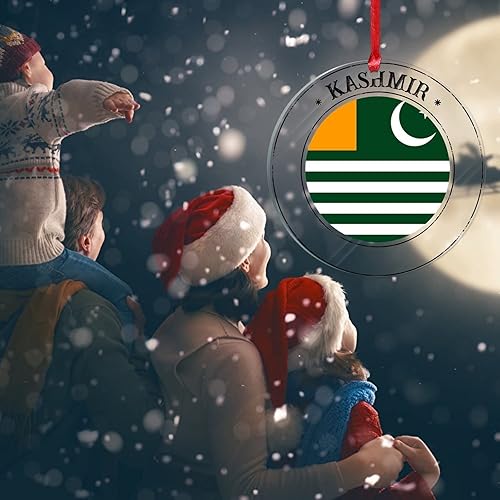 Vista 62 de Bandera nacional de Kuwait, decoración de árbol de Navidad de acrílico, adorno de recuerdo de la ciudad, adorno colgante para árbol de Navidad