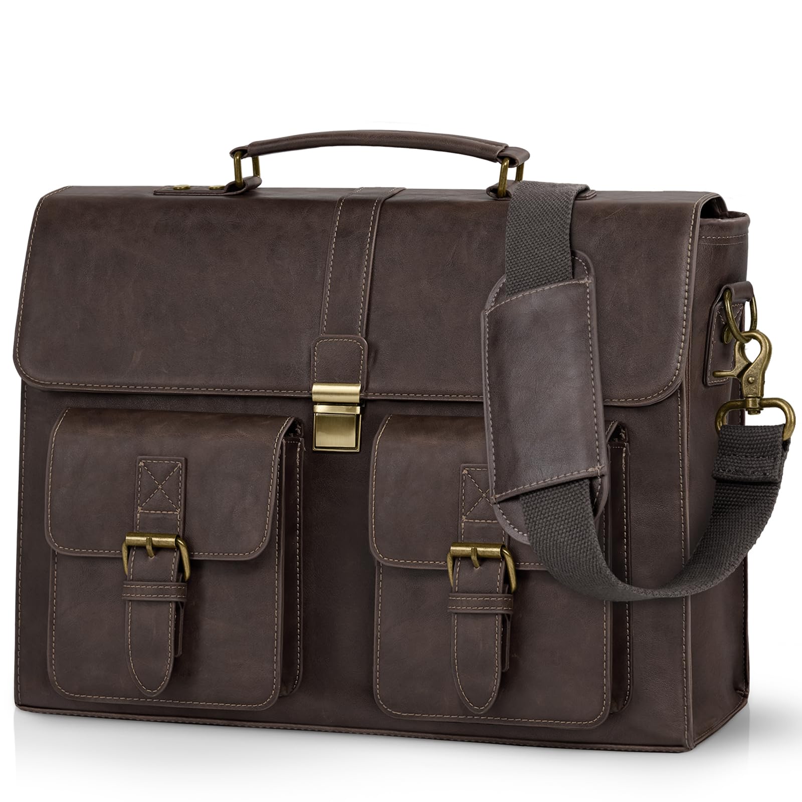 RAINSMORE Mens Messenger Bag 15 6 Inch Leather Vintage Laptop Briefcase Waterproof Computer Laptop Bag Leather Satchel Bag