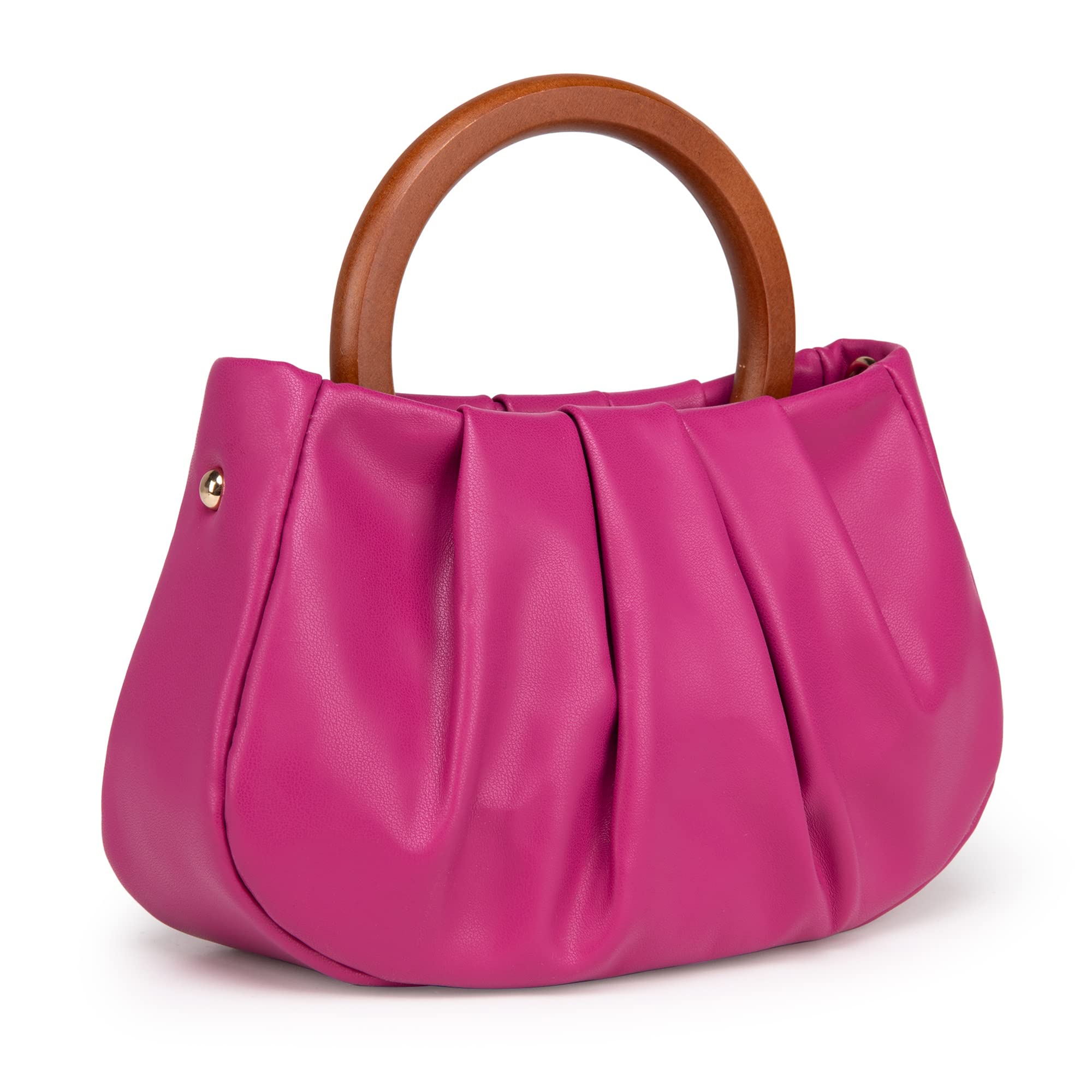 Milan ChivaMilan Chiva Clutch Purses for Women Small Handbags Dumpling Mini Cloud Bag with Wooden Handle