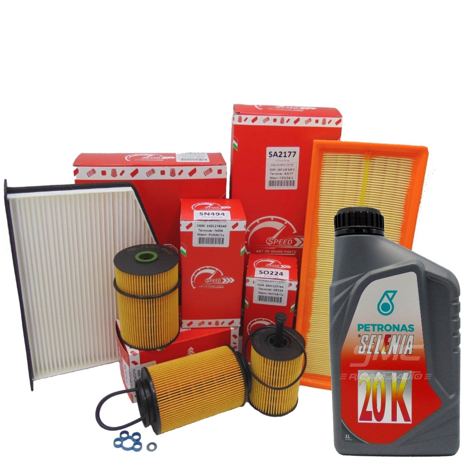 KIT TAGLIANDO CON FILTRI ORIGINALI SPEED BY SMC + 4LT OLIO MOTORE SELENIA 20K 10W40 (SR304, SA2181, SE1487)