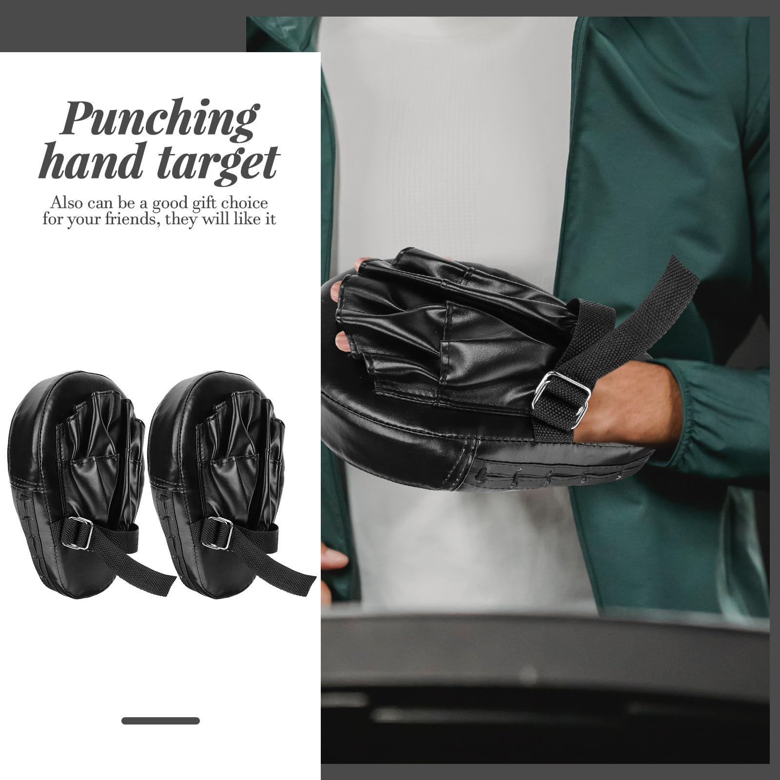 Handpratzen Boxen 2 Stück Schwarz mit 3-lagiger Pu-schwamm-konstruktion Sicher und Robust gegen Stöße für Kampfsport Training und Muay Thai