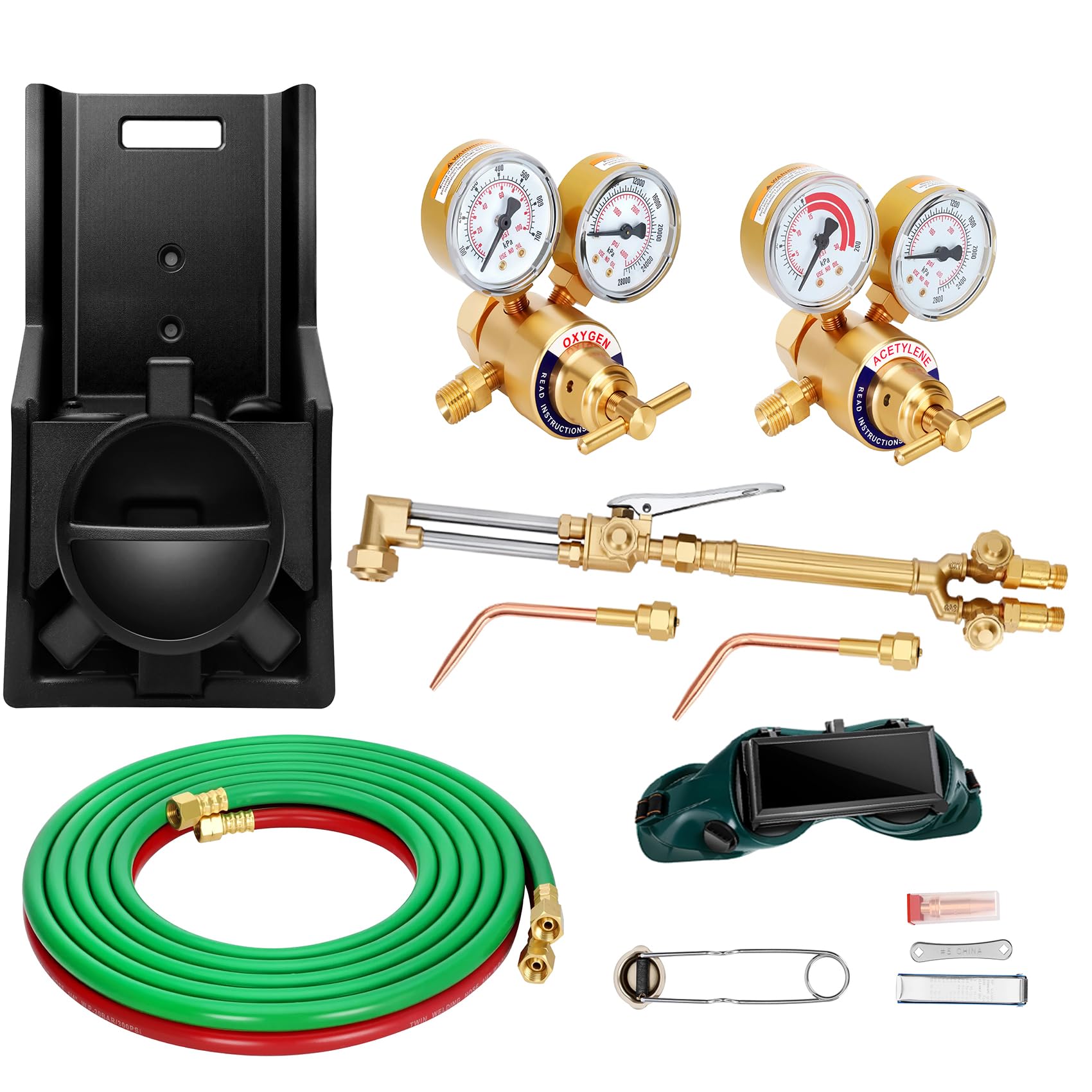 Kit de soplete de oxiacetileno portátil, kit de oxiacetileno de servicio medio, profesional, portátil, bolsa de oxiacetileno, soldadura de soldadura, kit de antorcha de corte sin tanques