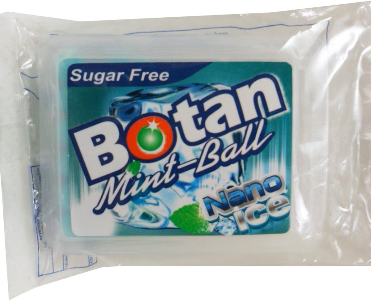 Botan Mint Ball Nano Ice Breath Freshener Triple Action Sugarfree Net Wt 5 G (25 Pellets) X 5 Boxes
