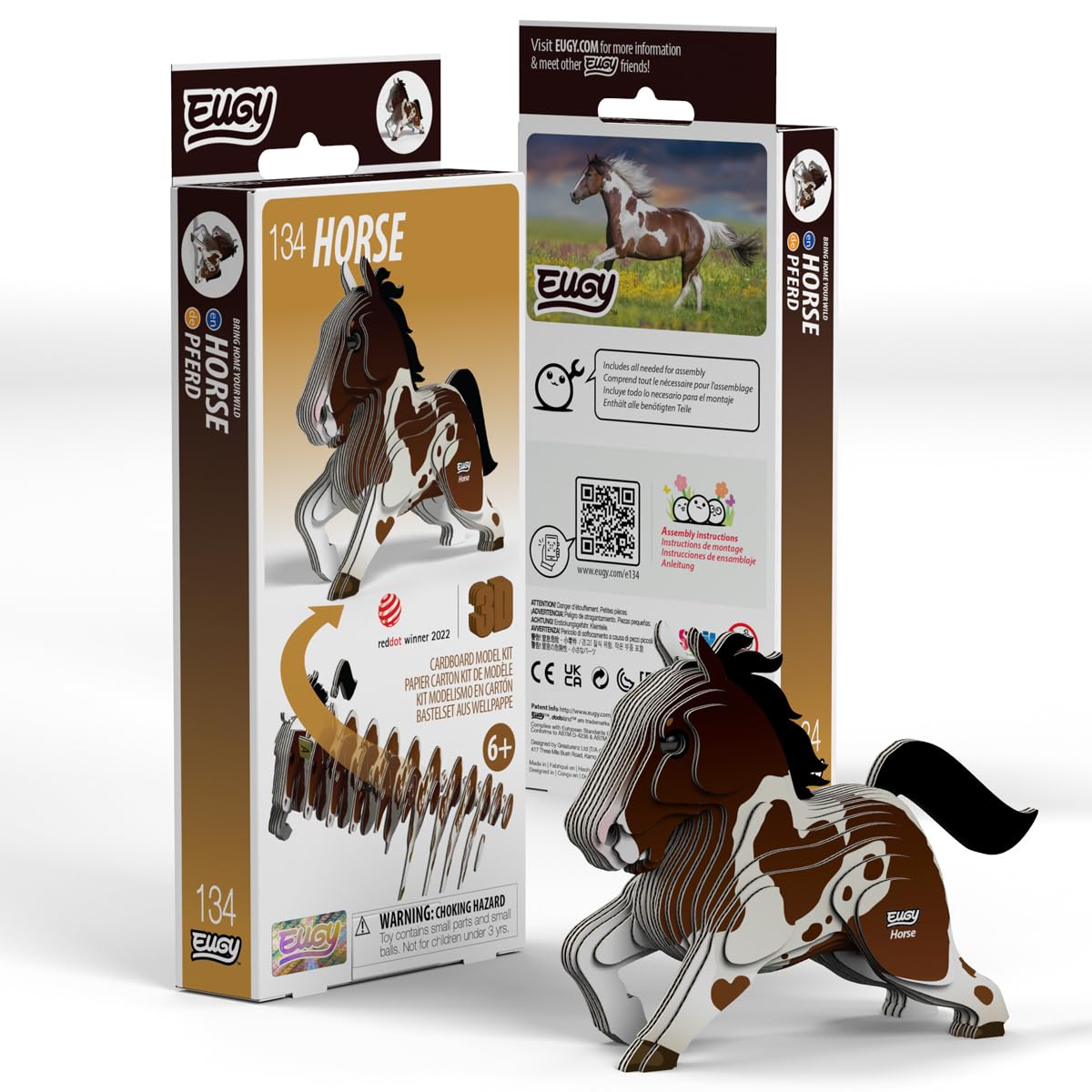 EUGY 650134 Pferd – 3D Tier-Puzzle Aus Karton Zum Basteln Ab 6 Jahren