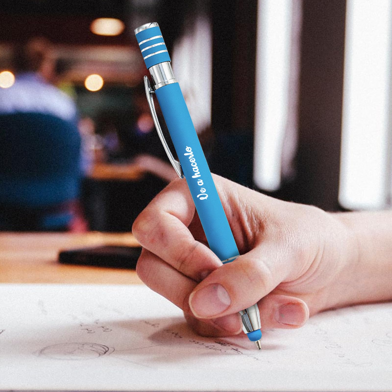Bolígrafo de tinta negra escrito a mano - Personalice la información de su empresa - Adecuado para promociones corporativas, bodas - Bolígrafos con nombre grabado en metal personalizado - 48 Pieza