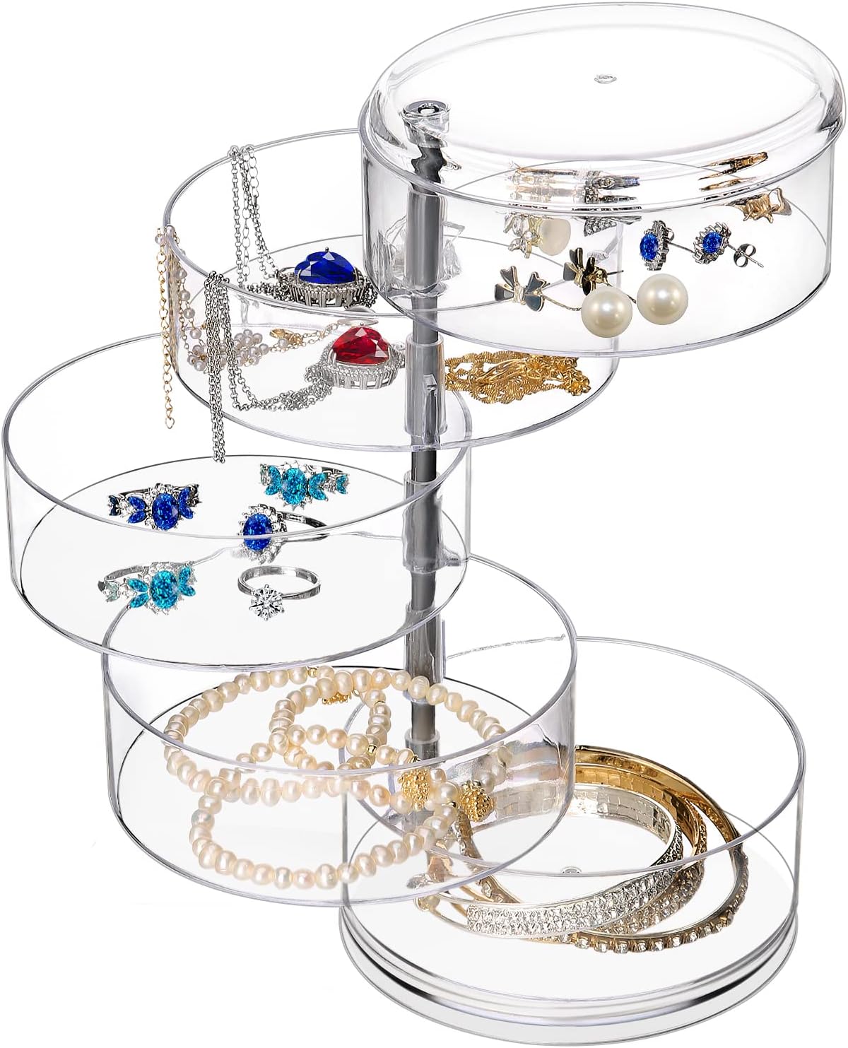 LETURE 5-Layers Rotatable Jewelry Storage Organizer Box for Earrings Hair Accessories & Beauty Supplies Earrings Necklaces Bracelets (5-Layers) LETURE 5-Layers Rotatable Jewelry Storage Organizer Box for Earrings Hair Accessories & Beauty Supplies Earrings Necklaces Bracelets (5-Layers)