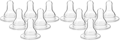 Evenflo Feeding Tetinas clásicas de silicona sin BPA de flujo medio, 3 meses en adelante, transparentes (paquete de 2)