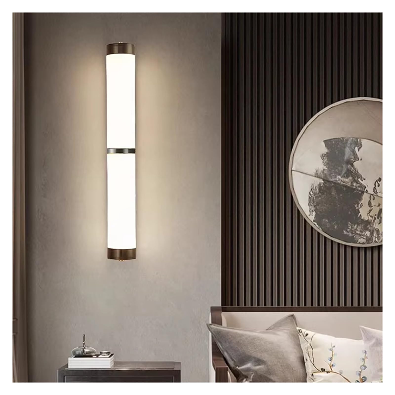 HPTHLY All Copper Living Room Tv Background Wall Decoration Lamp Staircase Corridor Marble,Simple (Black-60Cm)