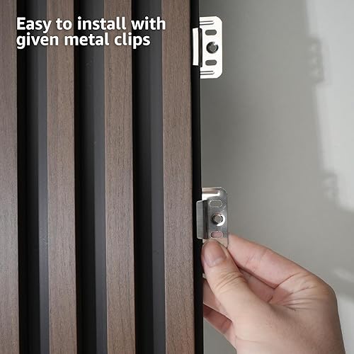 Miniatura 8 de Art3d WPC - Paquete de 8 paneles de pared de listones de madera para decoración de interiores, paneles acústicos de madera 3D acanalados para sala