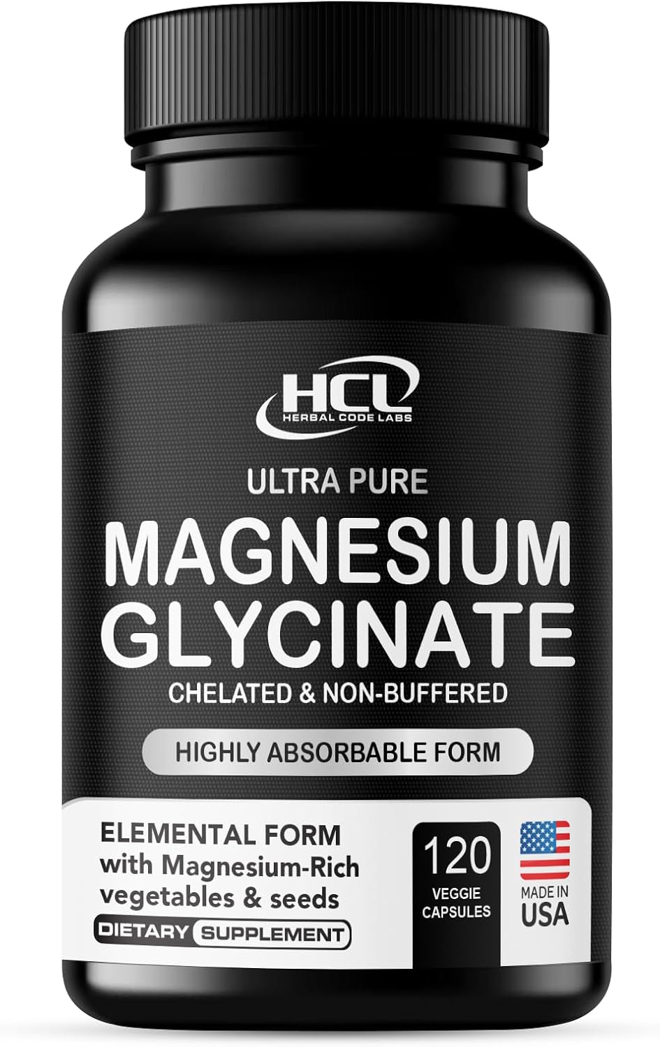 Pure Magnesium Glycinate Capsules - Non-Buffered 350mg Elemental Magnesium Supplement - Chelated High Absorption & Purity Magnesium Complex - Made in USA