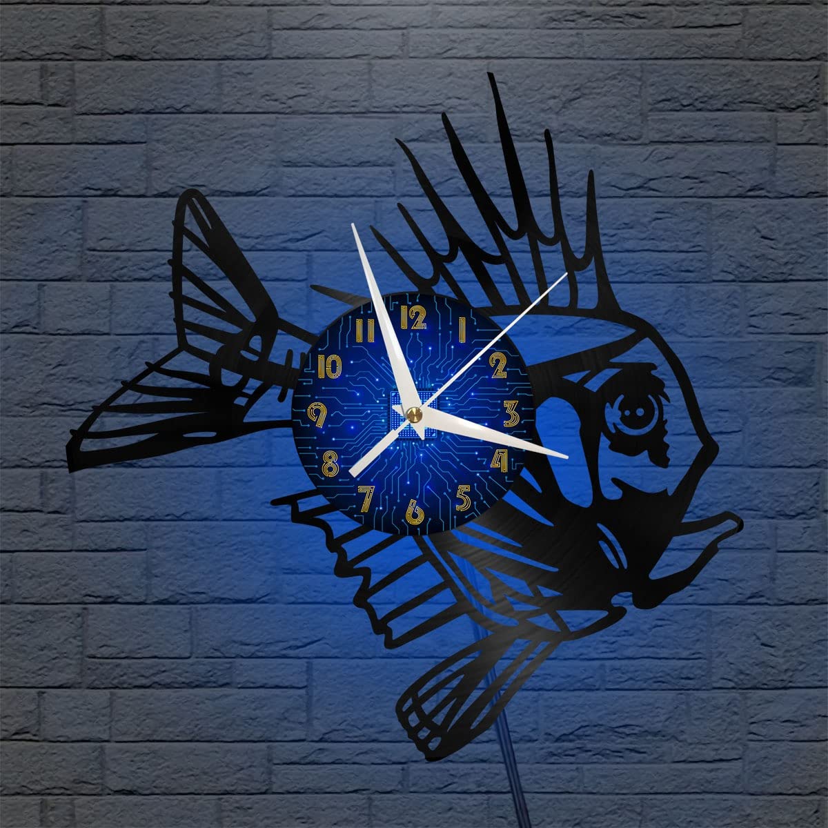 Horloge Murale en Vinyle Noir 30,5 cm YHFR Décoration Marine avec LED