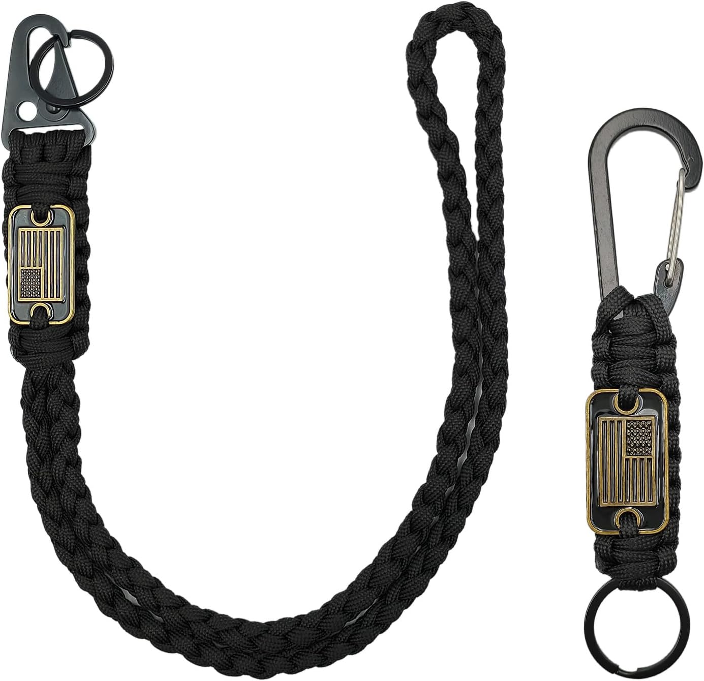 2 Pcs Heavy Duty Braided Paracord Lanyard Keychain,Parachute Rope Necklace Keychains