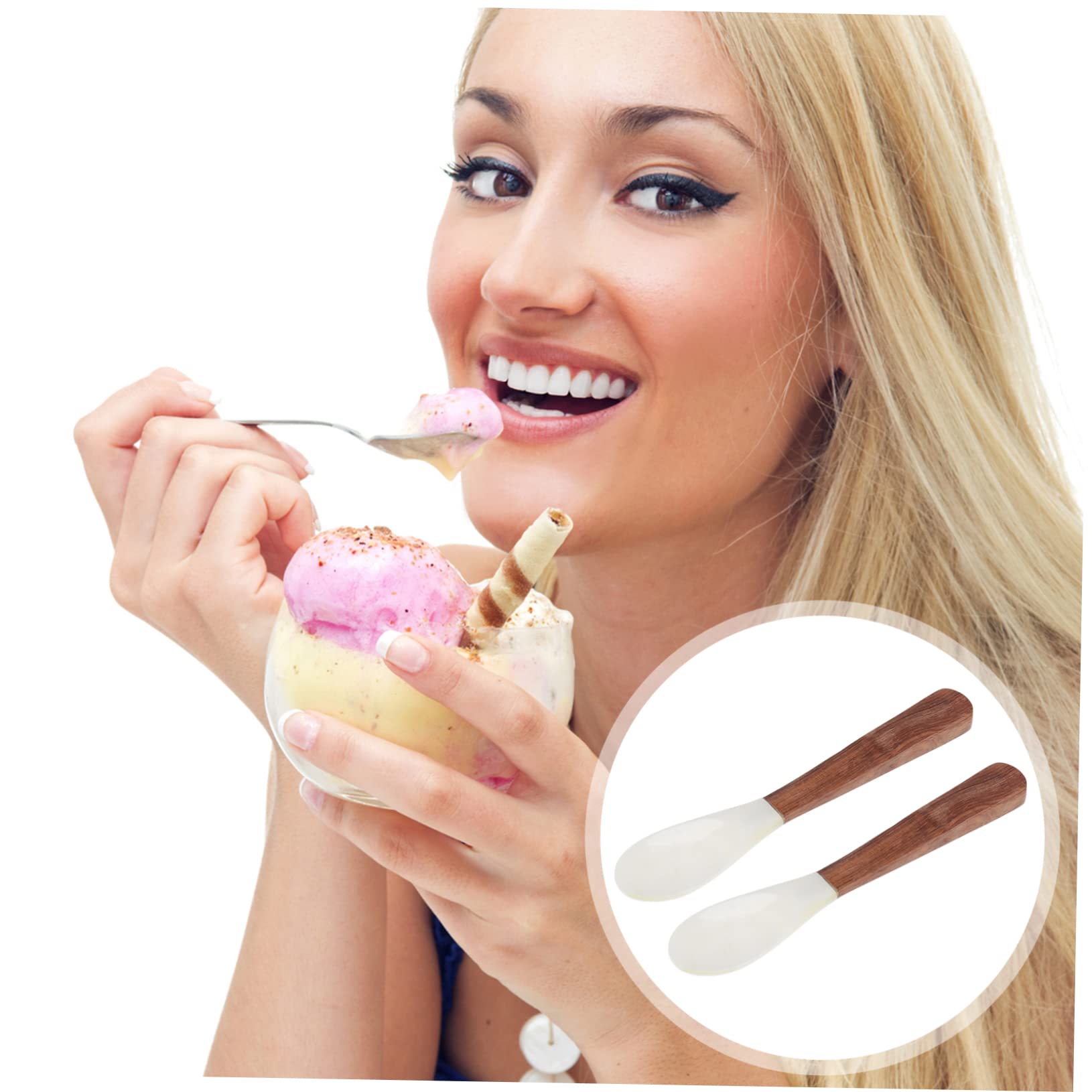 Zerodeko 6pezzi Cucchiai Da Caffè Naturale Da Design Elegante e Linee Fluide Perfetti Per Dessert e Caffè Per Bar e Caffetterie
