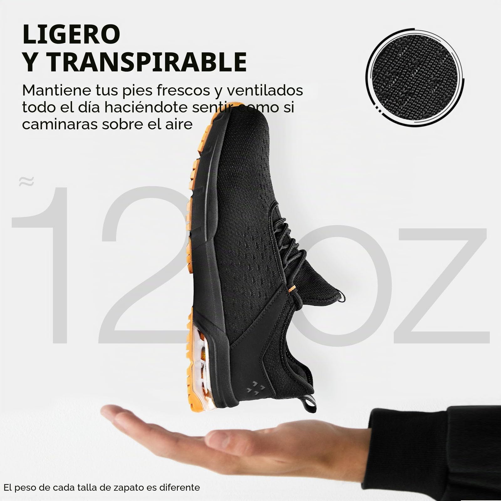 SPIEZ Zapatos de Seguridad para Hombres Mujeres - Puntera de Acero Compuesto sin Amortiguación de Aire, Diseño de Zapatilla de Moda Ligera, Comodidad de Manos Libres, Negro Naranja EU 36-46
