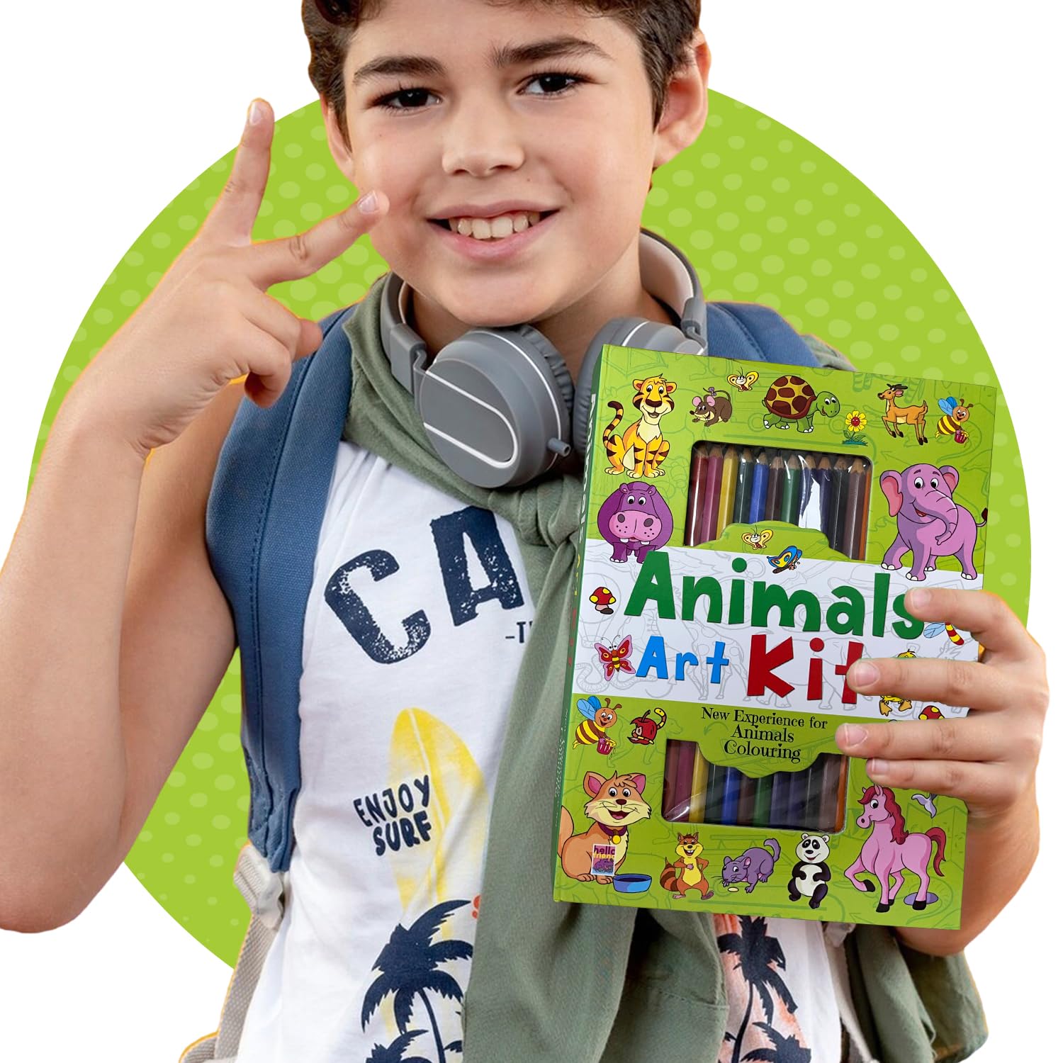 BRIJBASI Animal Colouring Art Book Kit for Kids, Childrens and Toddler Gifts with 32-Pages Coloring Activity Book, 12 Color Pencils Set - Ages 2+ Years 1