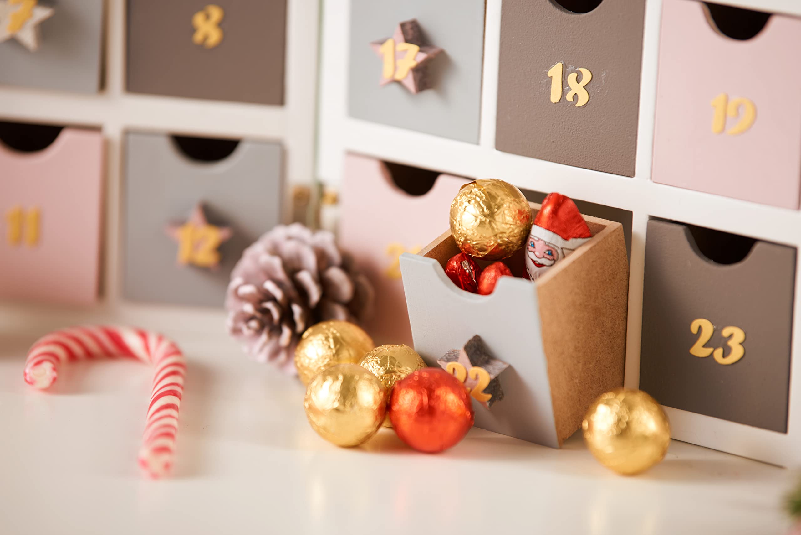 VBS Klappschränkchen/Adventskalender weiß Holz 30x21,5x9cm