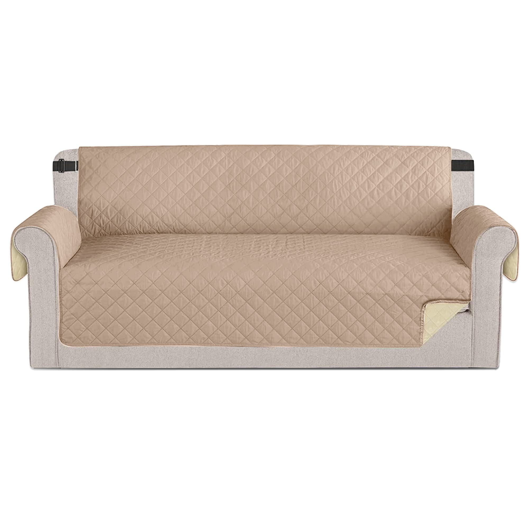 Time to Sparkle 1Pack Sofa Cover 3 Seater Sofa Slipcover Reversible Water Resistant Couch Cover with Foam Sticks Elastic Straps Furniture Protector for Kids, Dogs, Pets - Beige — image 1