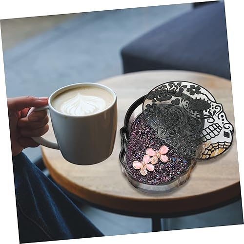 Miniatura 2 de Moldes de cenicero de calavera, 2 piezas, caja de almacenamiento de calavera, moldes de resina de Halloween, moldes de silicona, molde de cenicero