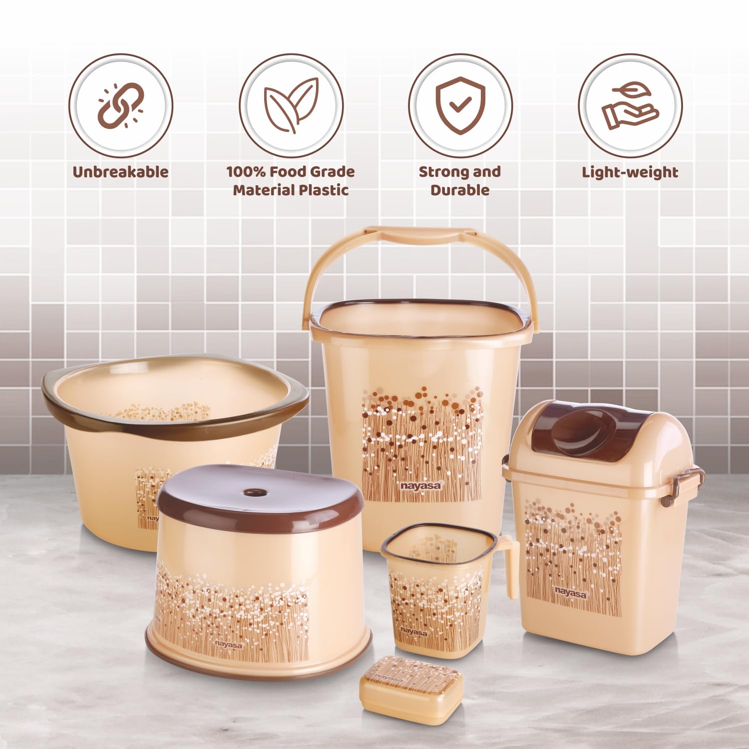 Nayasa Funk 6 Piece Plastic Bucket Set