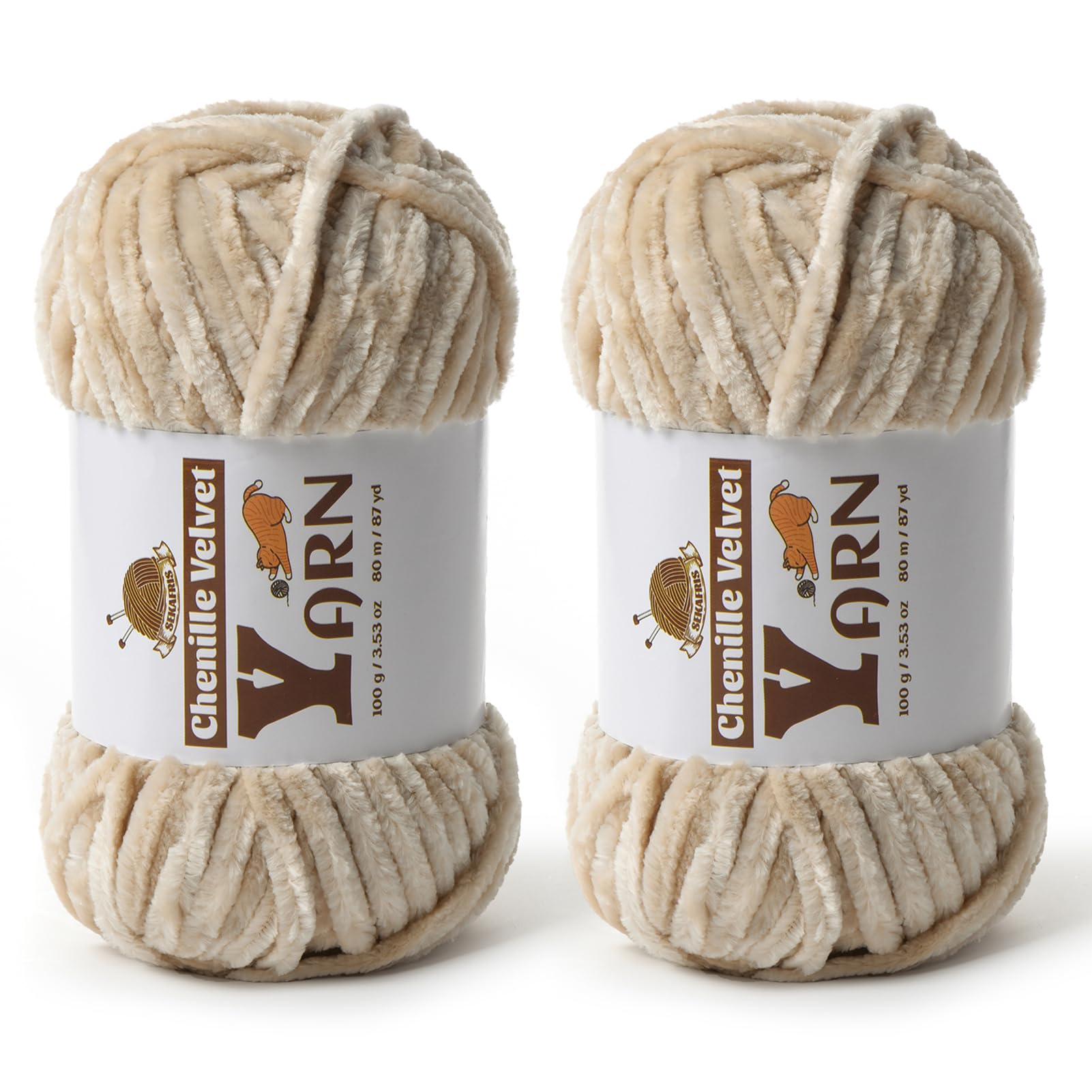 Chenille Crochet Beige Yarn 2 Pack