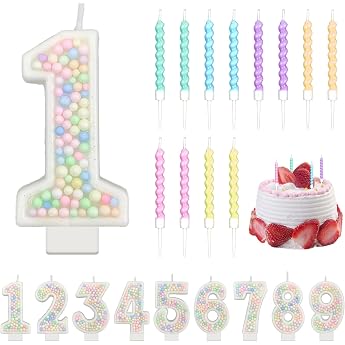 Macaron Colourful Birthday Candles Numbers 1 Candles Birthday with 6 Pieces Colourful Spiral Birthday Candles for Birthday Party Christmas Weddings Numbers 1 1