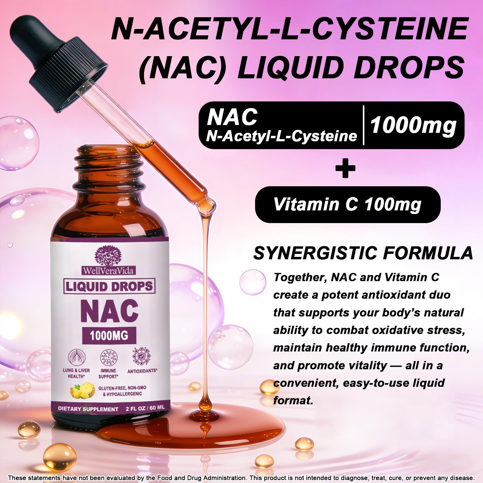 NAC Supplement N-Acetyl Cysteine 1000mg, Fast Absorb Liposomal Nac Drops — Amazon image 4