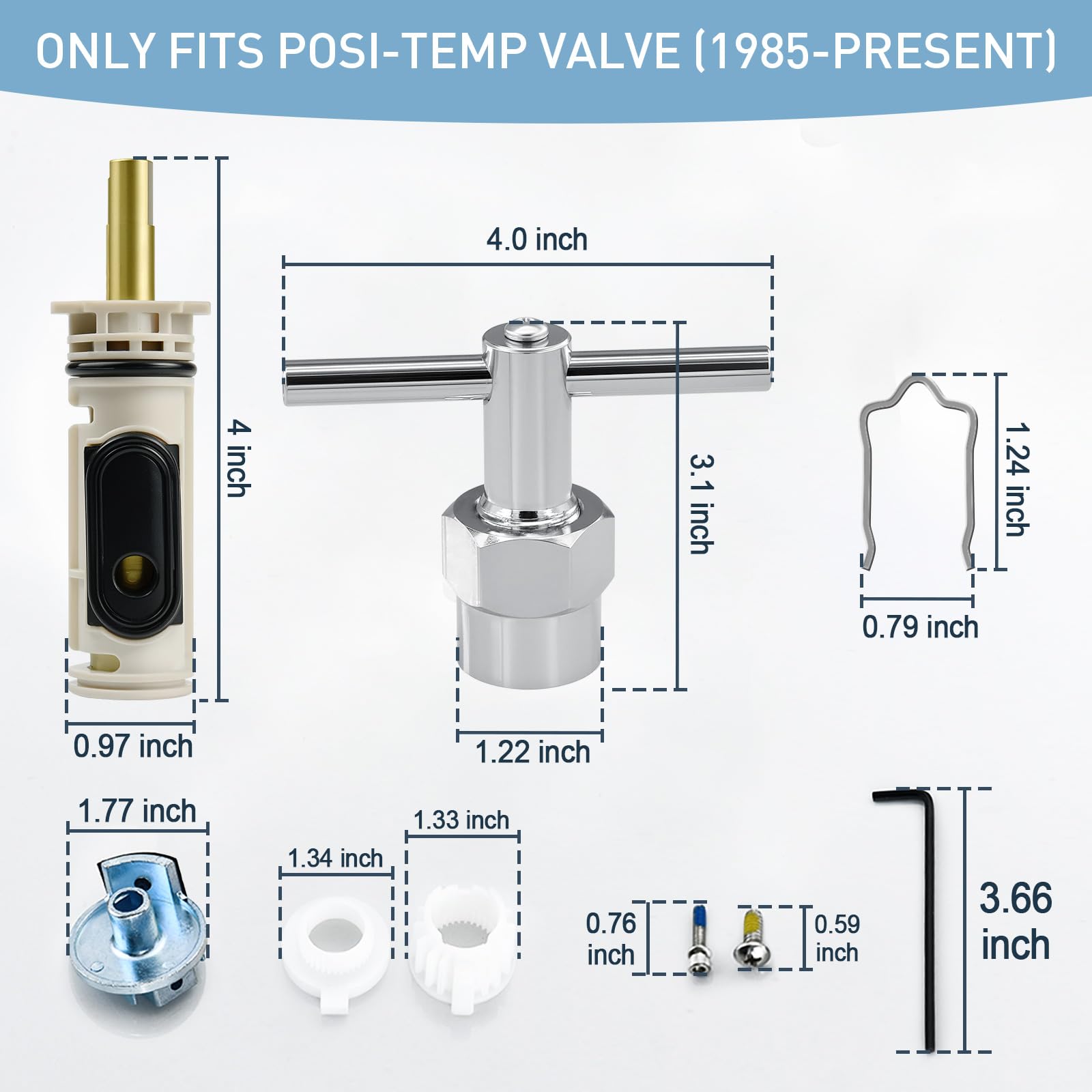 1222 Cartridge Replacement Kit For Moen Posi-Temp Shower Valve - Includes Puller Tool & Handle Adapter