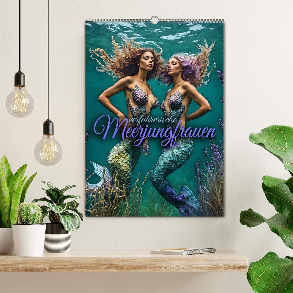 Verführerische Meerjungfrauen (Wandkalender 2026 DIN A2 hoch), CALVENDO Monatskalender: Traumhafte Bilder zauberhafter Wassernixen in einer märchenhaften Unterwasserwelt (CALVENDO Kunst)