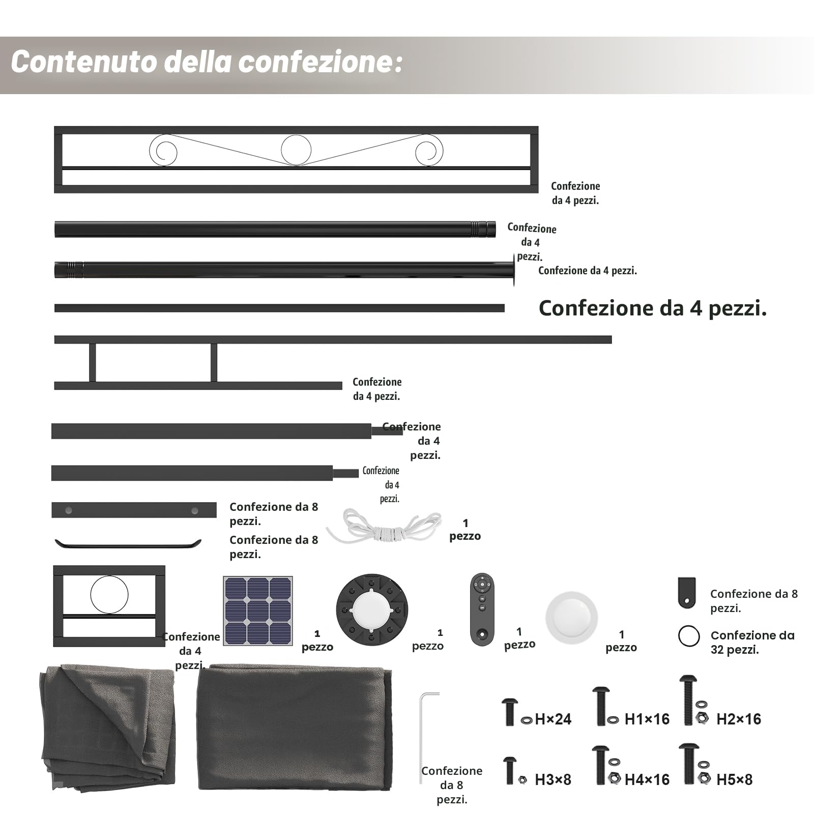 Devoko Gazebo 3x3m con Luce LED Impermeabile UV50+ Doppio Tetto Tenda da Giardino per Famiglie Grigio